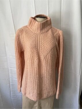Express Blush Pink Cable Knit Turtleneck Sweater